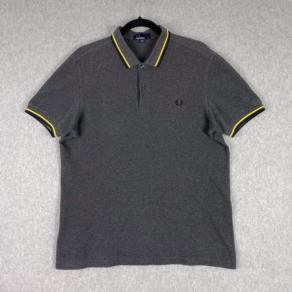 Fred Perry Shirt Mens M Graphite Marl Twin Tipped Polo Short Sleeve - Picture 1 of 6